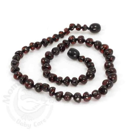 Momma Goose Amber Teething Necklace - Baby Baroque Dark Cherry Baltic Amber