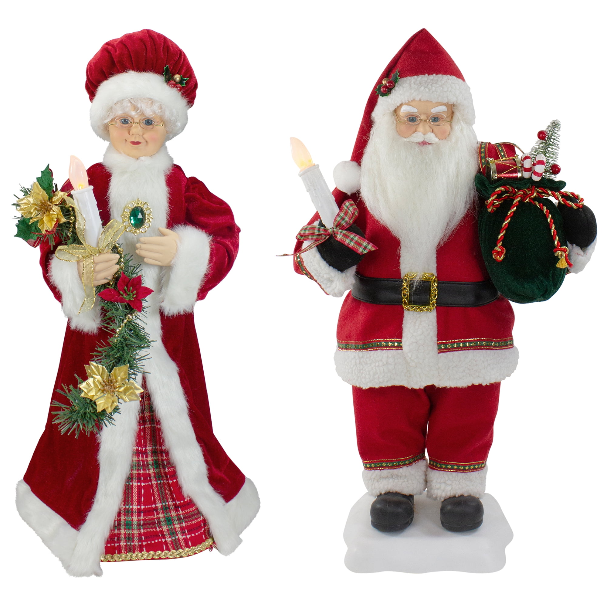 24" Animated Musical Santa Claus and Mrs. Claus Christmas Figures