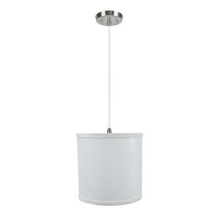 

Aspen Creative 71058-11 One-Light Hanging Pendant Ceiling Light with Transitional Drum Fabric Lamp Shade White 8 width