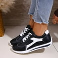 thumbnail image 3 of Sneakers for Women Fashion Color Block Leather Lace up Running Shoes Comfy Arch Support Antislip Trainers Athletic Shoes Lightweight Casual Walking Shoes Black Size 7.5, 3 of 6