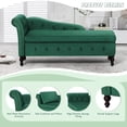 thumbnail image 5 of ACMEASE Upholstered Chaise Lounge with Left Armrest & Lumbar Pillow,Button Tufted Indoor Lounge Chair with Storage, Modern Velvet Lounge Chair for Bedroom, Living Room and Office, Green, 5 of 7
