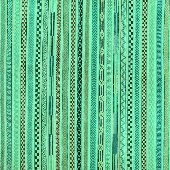 Ahgly Company Indoor Square Abstract Turquoise Blue Modern Area Rugs, 6' Square