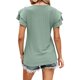 thumbnail image 4 of VISgogo Tops sueltos de verano para mujer, camiseta dulce con cuello en V y manga corta con volantes de doble capa con agujeros de color sólido VISgogo moda, 4 of 5