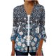 thumbnail image 2 of Xuyuer 3/4 Length Sleeve Womens Tops Round Neck Casual Summer Tunic Tops Basic Tees Blouses Cardigan Lightweight Button Down Casual Dressy T-Shirts Pleated Cute Shirts, 2 of 5