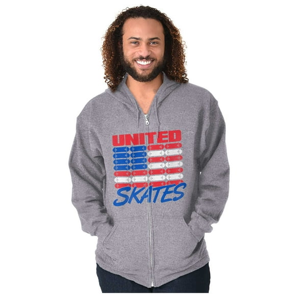 Skateboarding US Flag United Skates Zip Up Hoodie Men's Women's Brisco Brands S