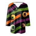 thumbnail image 5 of Godom Womens V-Neck T-Shirt Halloween Graphic Tees Tops 3/4 Long Sleeve Casual T Shirts, 5 of 5