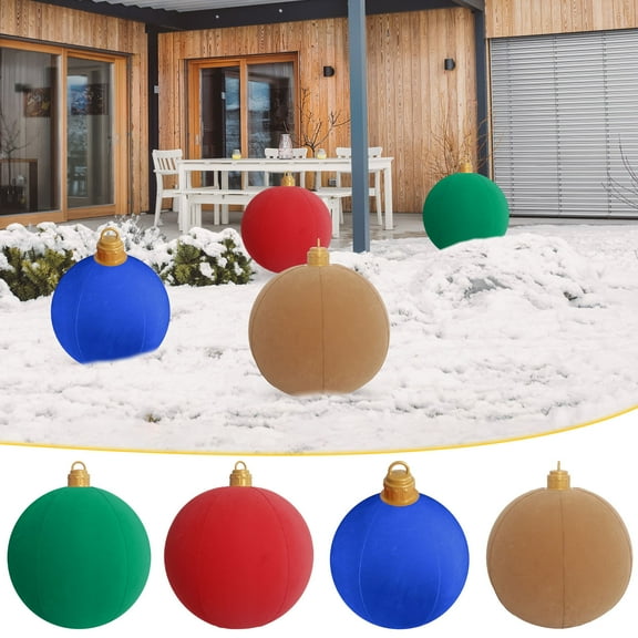 Large Inflatable Christmas Ball Outdoor Holiday Decorations Printed Sphere for Festive Yard Displays & Family Gatherings(Blue)