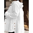 thumbnail image 4 of Women'S Fall Jacket with Hood Casual Button Down Hooded Long Sleeves Loose Corduroy Jackets with Pockets White XXL, 4 of 7