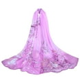 thumbnail image 2 of Yesbay Floral Print Soft Thin Chiffon Neck Scarf Women Travel Beach Shawl Purple, 2 of 8