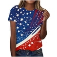 thumbnail image 2 of Qingpeng 4th of July Patriotic T Shirts for Women Summer Star Print Shirts Women's Independence Day Short Sleeve Casual Tee Tops, 2 of 6