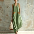 thumbnail image 3 of YuXingFu Womens Cotton Summer Dresses Casual Maxi V-Neck Plus Size Womens Dress Sleeveless with Pocket Long Casual Summer White XL, 3 of 9