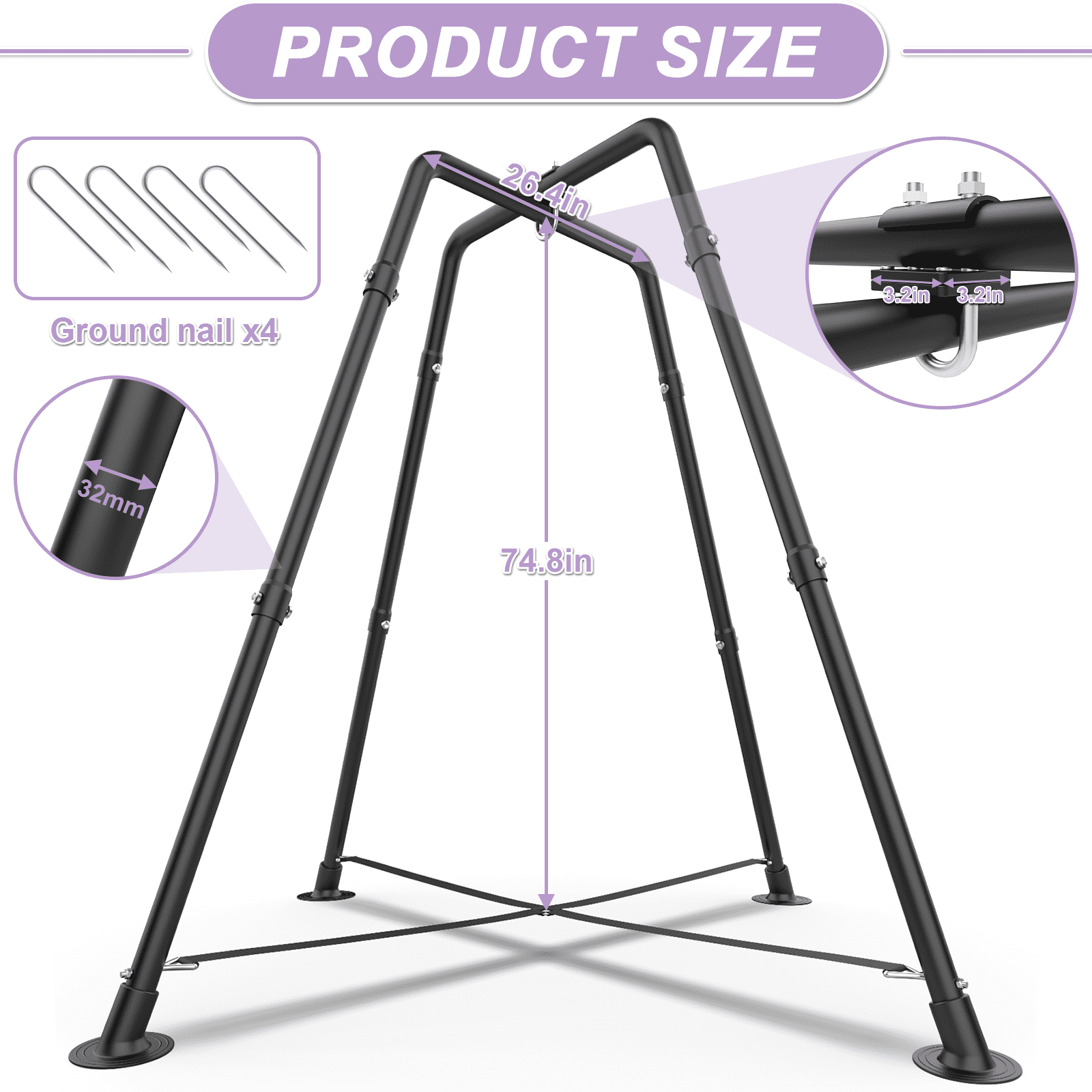 Saucer Swing with Stand, 330lb, Indoor/Outdoor Kids Swing Set
