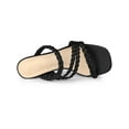 thumbnail image 4 of BLISSFUL STEP Square Toe Braided Block Heels Sandals for Women Black (Size 8.5), 4 of 6
