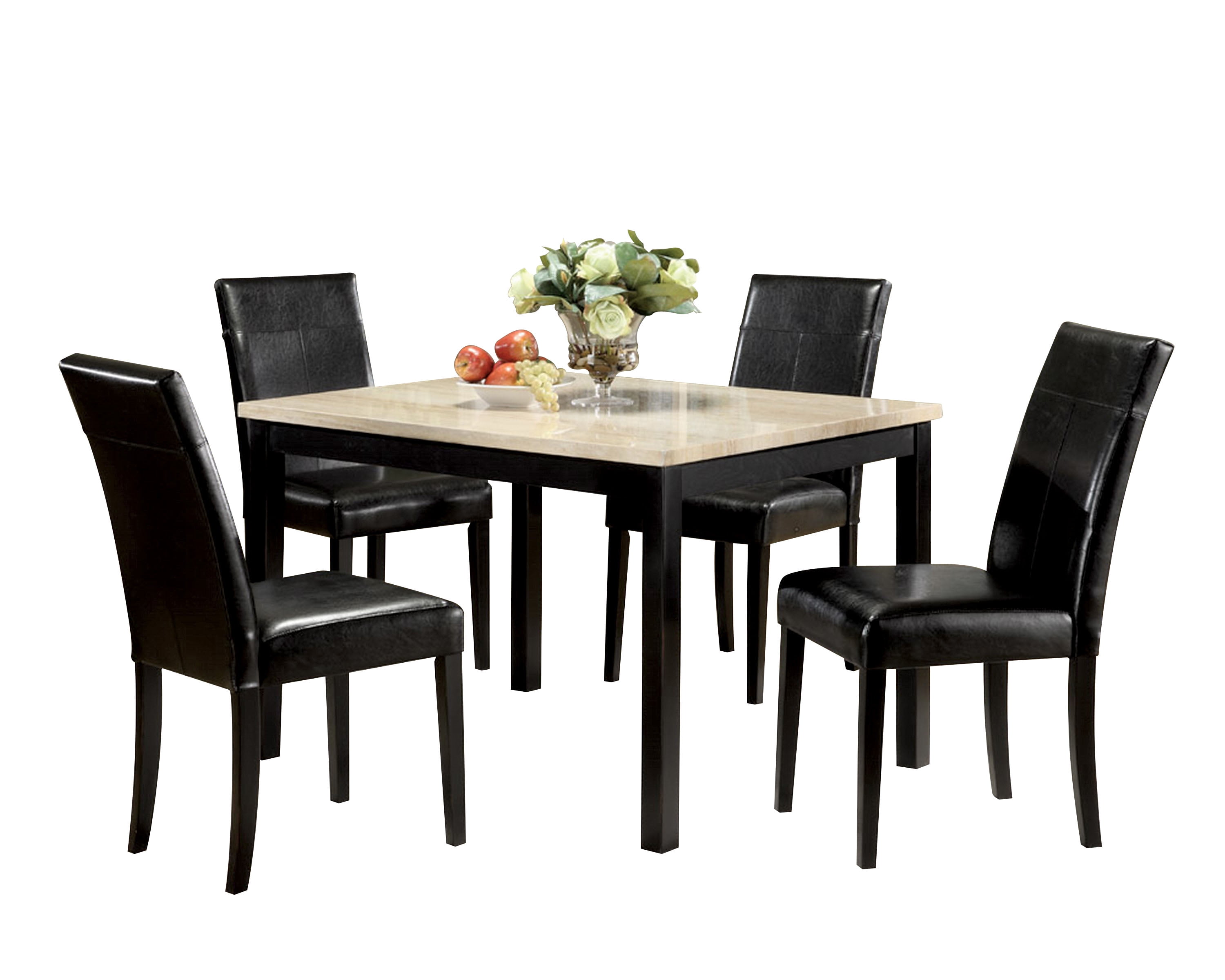 ACME Portland 5-Piece Pack Dining Set, Brown Faux Marble & Cherry ...