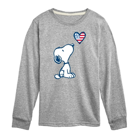 Peanuts - Snoopy Flag Heart - Toddler & Youth Long Sleeve Graphic T-Shirt