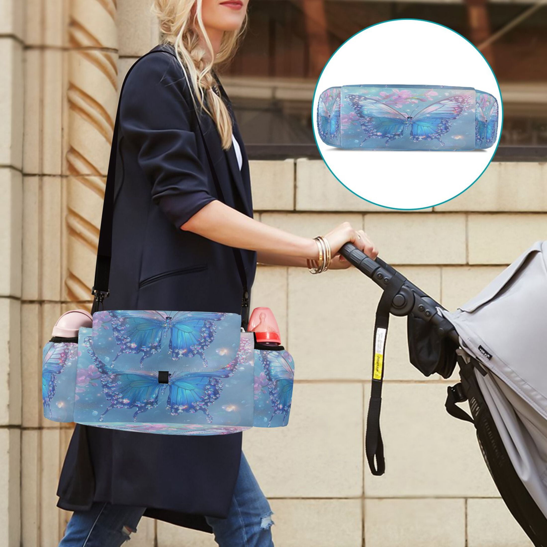 DIXRUYEE Stroller Organizer Crystal Wings Printed