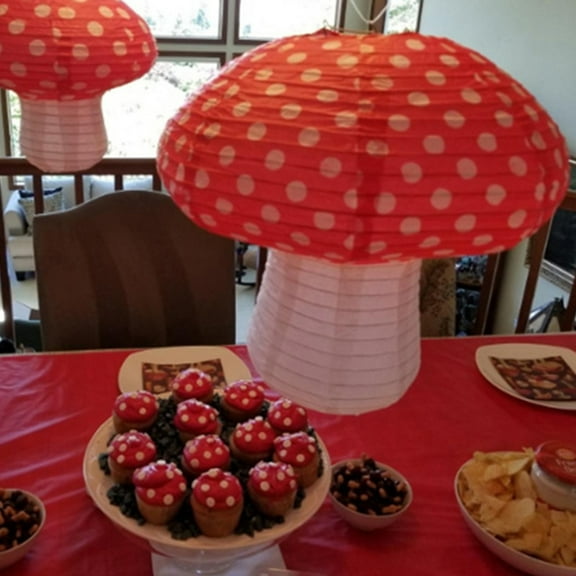 MLINS  4 Pcs Hanging Mushroom Party Paper Lanterns Shaped Decor Baby