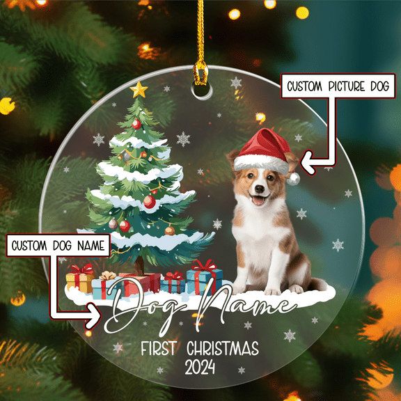 Lotusprinthandmade Personalized Dog's First Christmas Ceramic Ornament Print One Side (Made in Vietnam)