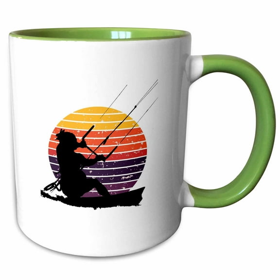 3drose, Tropical Leaf Camouflage of Banana and Monstera Red and Blue on Lilac, 11oz Two-tone Green Mug