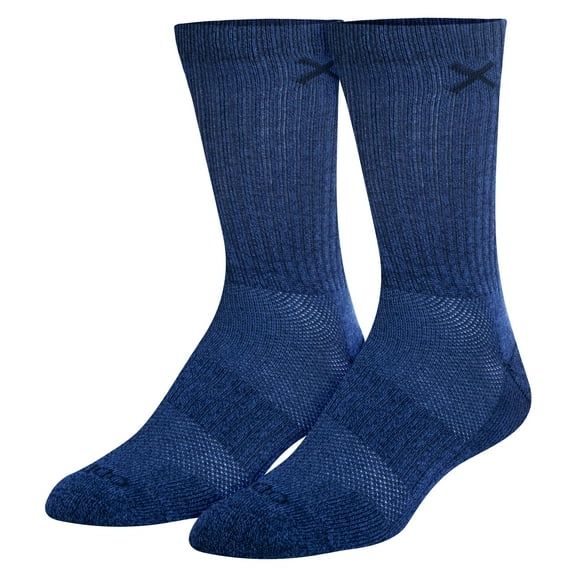 Basix Crew Socks for Men, Comfort Athletic Fit, Mid-Calf, Cotton, Navy Heather