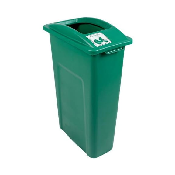 Sturdy Essentials Waste Wise 23 Gallon Recycled HDPE Waste and Recycling Bin for Commercial Spaces - (Green, Compost)