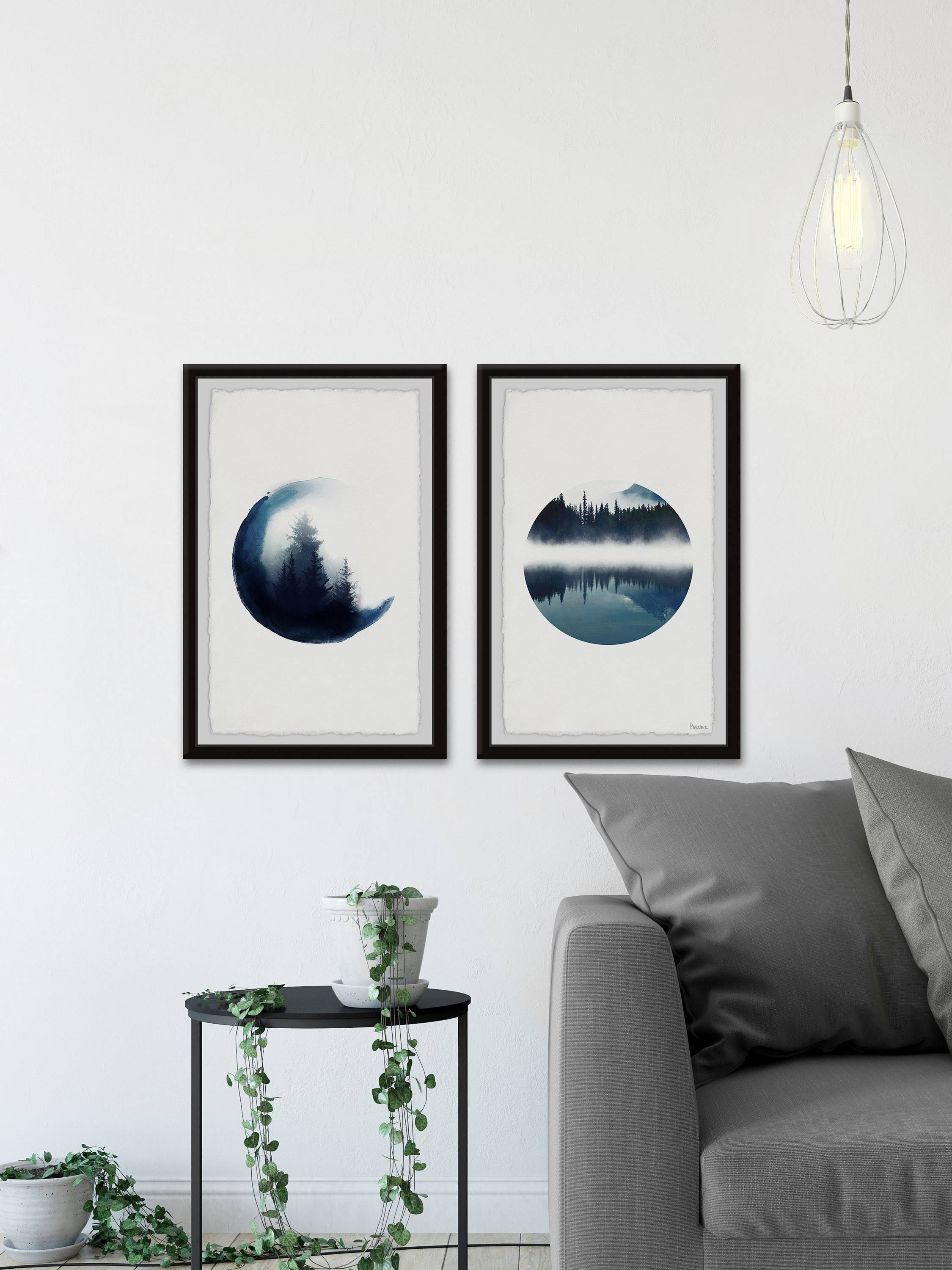 Forest Mountain Reflection Diptych