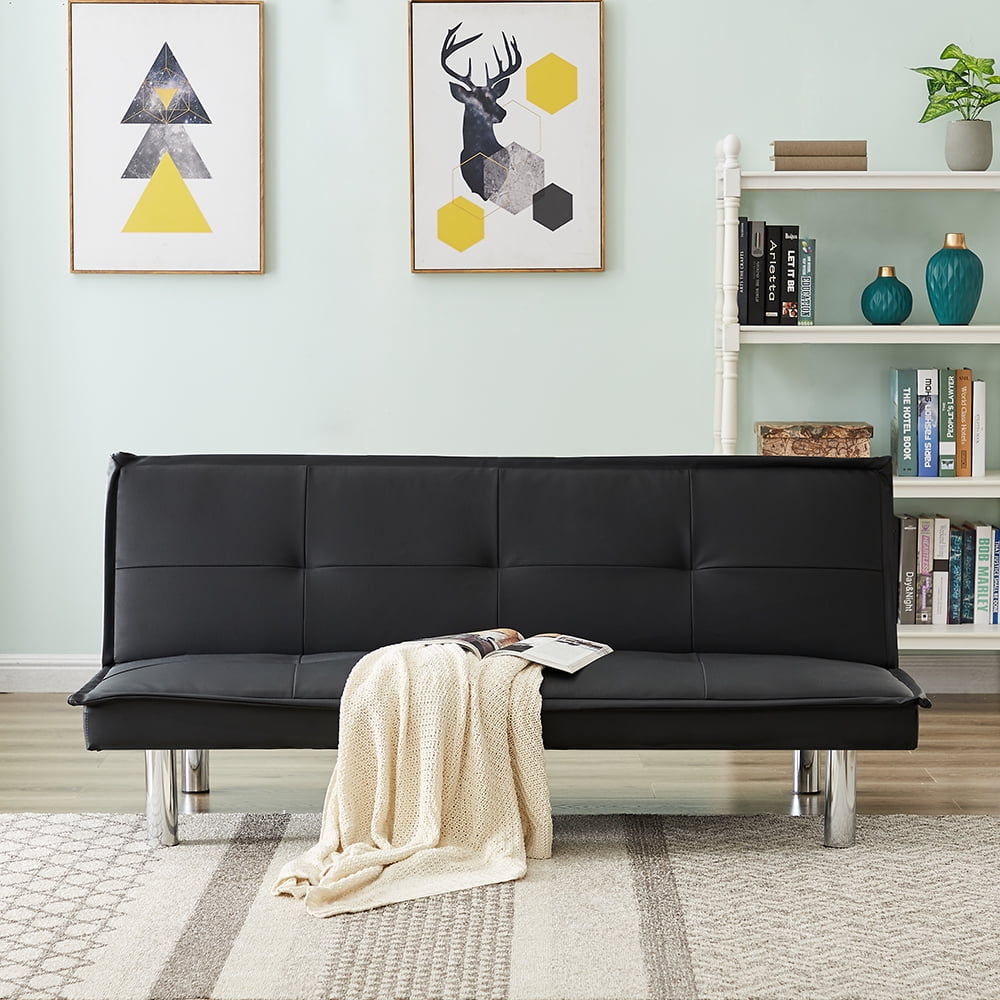 Lowestbest PU Leather Sofa Bed Couch, Convertible Folding Futon Sofa Bed, Black Lowestbest PU Leather Sofa Bed Couch, Convertible Folding Futon Sofa Bed, Black