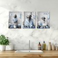 thumbnail image 3 of Hieng Funny Dogs Bathroom Wall Art Grey and Blue Bath Decor Cute Animal Painting Canvas Print, 3 of 6