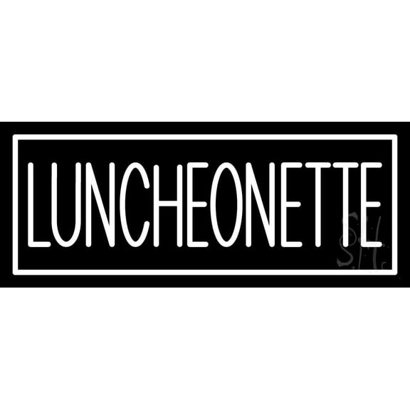 Luncheonette Double Stroke LED Neon Sign 10 x 24 - inches, Clear Edge Cut Acrylic Backing, with Dimmer - Bright and Premium built indoor LED Neon Sign for restaurant window and interior decor.