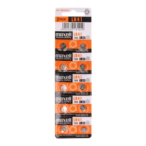 10-Pack LR41 / AG3 Maxell Alkaline Button Batteries
