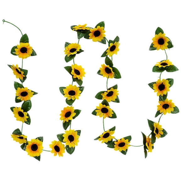 Cheapark 26 Heads Artificial Sunflower Vines Garland Spring Summer Greenery Fake Flowers For Wall Fence Mantle Indoor Outdoor Home Decor
