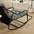 thumbnail image 6 of Outdoor Rocking Chair with Thick Cushion, Comfy Steel Frame Patio Rocker, Adjustable Swing for Living Room Reading Room, Black Frame, Light Green, 6 of 13