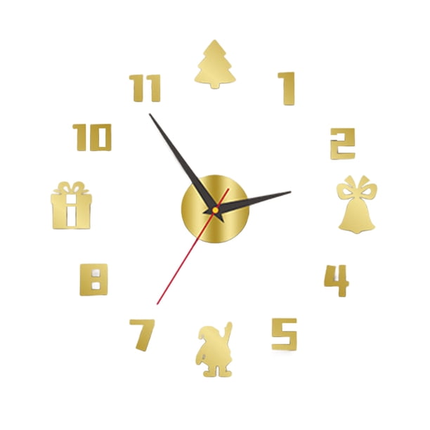 Reloj de pared navideño 3D que brilla en la oscuridad, acrílico sin marco, silencioso, para el hogar, la oficina, el dormitorio, la sala de estar, reloj analógico digital, decoración.