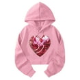 thumbnail image 5 of Mifsaly Women Valentines Day Crop Sweatshirt Drawstring Long Sleeve Heart Print Hoodie Girlfriend Gifts Hooded Cropped Tops Casual Loose Blouse Ladies Spring Fall Loungewear S, 5 of 7
