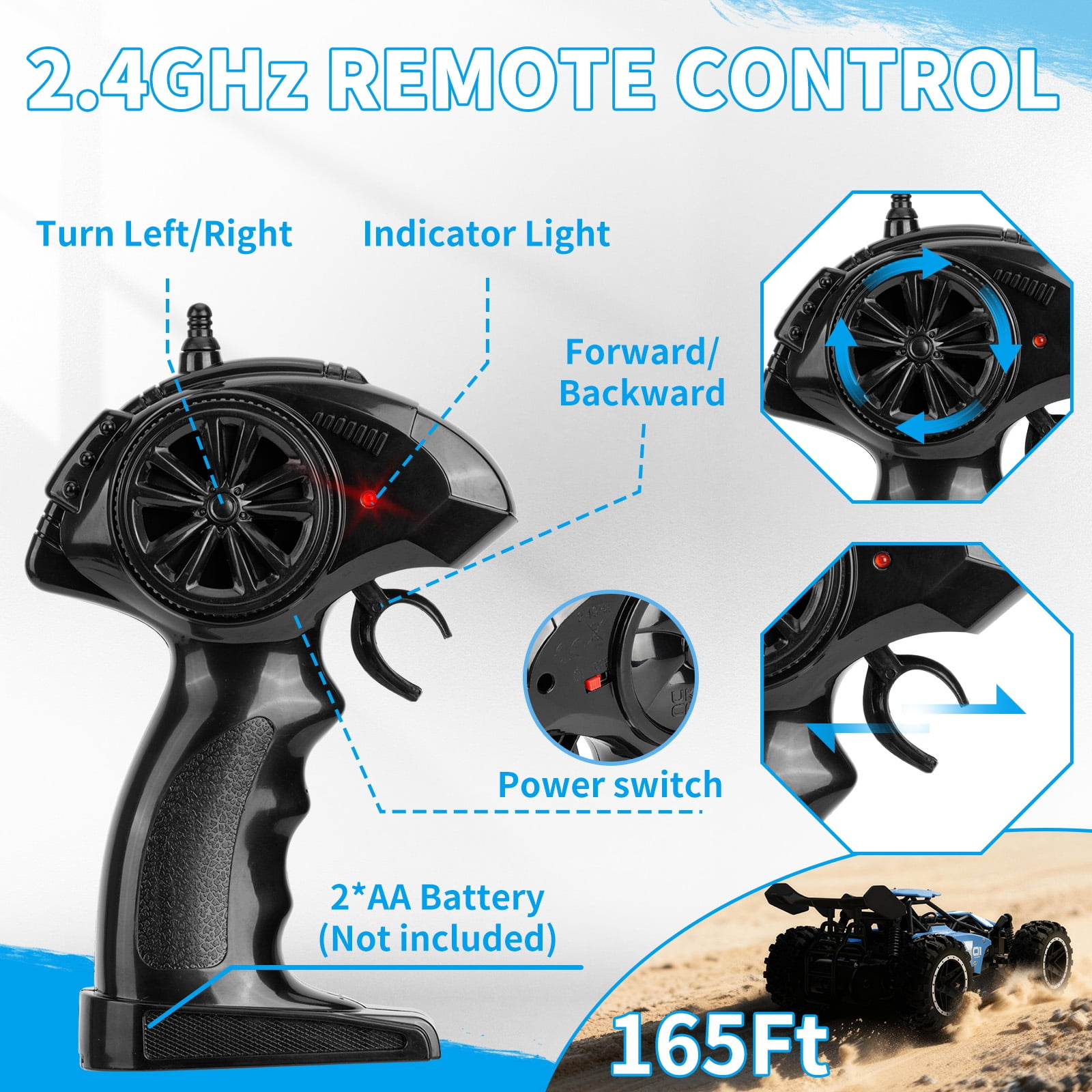 Kivdit Remote Control Car, 1:18 High Speed RC Cars, 20+ km/h Racing Car Toy for Boys & Girls Gifts for Kids