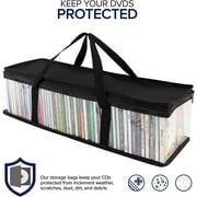 CD Storage Bags (6 Pack) - Transparent PVC Media Storage - Water Resistant CD Holder Case with Handles - Clear Plastic Carrying Game Bag Storage for CDs, Albums, Video Games, Books - Stock Your Home