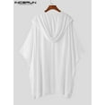 thumbnail image 6 of INCERUN Men Vintage Hooded Cape Solid Color Long Sleeve Kimonos Poncho Cloaks Casual Baggy Coat Cardigan Jackets, 6 of 6