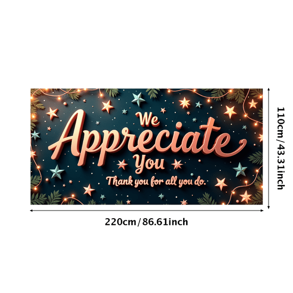 Decorative Lights Employee Recognition Thank You Event Appreciation Backdrop for Office Party Corporate Gathering Team Celebration