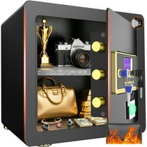 SYSENFO 2.5 Cuft Safe Box, Digital Keypad Home Security Safe With Fireproof Waterproof Bag & Adjustable Shelf