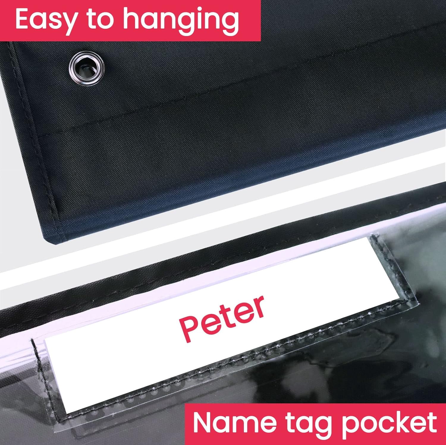 Clear Storage Pocket Chart for Classroom & Office with 10 Nametag Pockets, 3 Overdoor Hangers Included, Hanging Wall File Organizer for File Folders, Assignments, Files, Scrapbook Papers & More