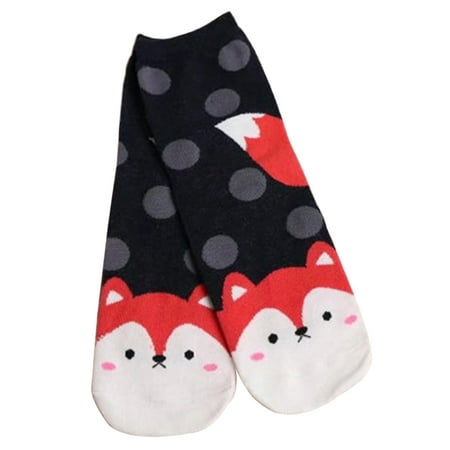 

Women Girls Cartoon Animal for Cat/Fox/Dog Printed Short Cotton Ankle Socks Colo