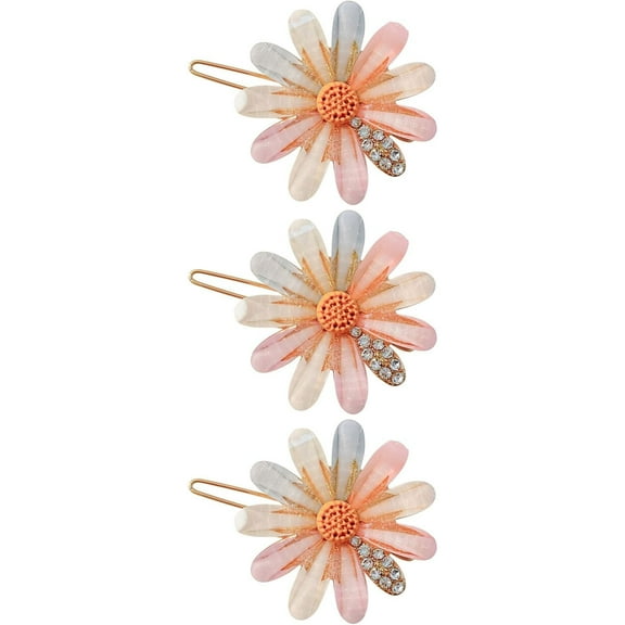 3 Pack Floral Rhinestone Hair Clips for Women Girls Elegant Gold Metal Hair Accessories Decorative Barrettes