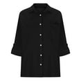 thumbnail image 5 of Otntypg Womens Button Down Shirts Lightweight Dress Shirts Long Sleeve Blouses Casual V Neck Work Office Tunics Tops with Pockets Black S, 5 of 6