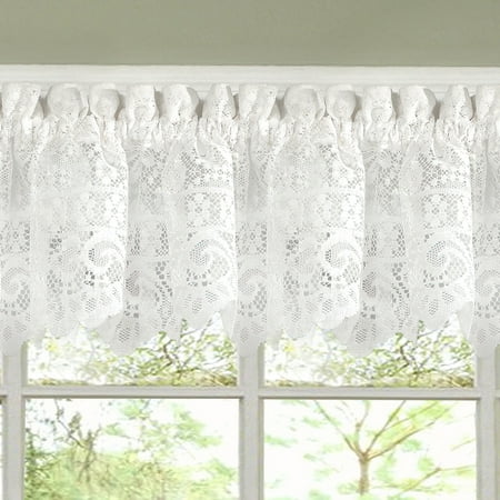 Hopewell Heavy Floral Lace Kitchen Curtain Valance - Walmart.com