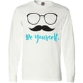 thumbnail image 3 of Inktastic Be Yourself, Glasses, Mustache - Black Blue Long Sleeve T-Shirt, 3 of 5