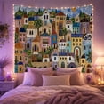 thumbnail image 2 of Densely Packed Mosaic with Village Town Built Upon, Mystical Fantasy for Space Lovers, Galaxy Room Decor, Mother'S Day Gift, Tapestry Wall Hanging for Bedroom and Dorm, 2 of 7