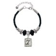 thumbnail image 2 of Delight Jewelry Silvertone Pebble Border Initial - I Daughter Celtic Knot Leather Bead Bracelet, 7"+2" Extender, 2 of 4