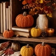 thumbnail image 5 of Mskk Halloween Woven Knitted Yarn Pumpkin Halloween Decoration, Multi Size Crochet Faux Pumpkin Door Hanger Prop, Soft Fabric Pumpkin for Front Porch Fall Tray Mantel Harvest Table Decor, 5 of 8