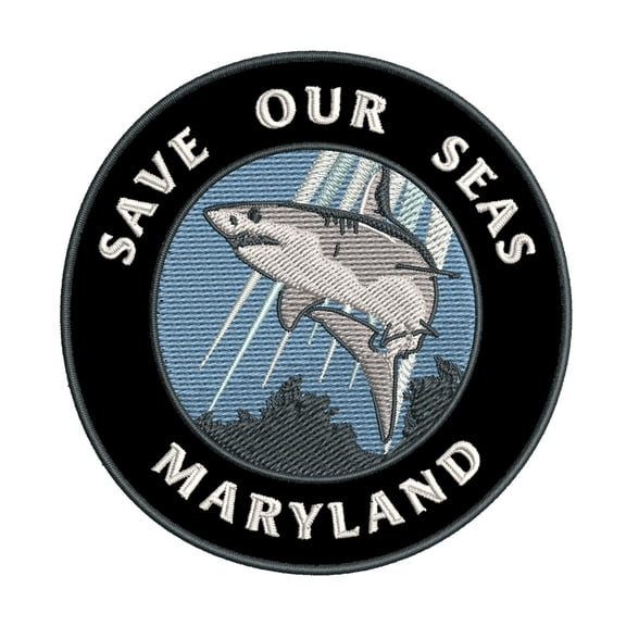 Save Our Seas! Maryland 3.5 Inch Iron Or Sew On Embroidered Fabric Badge Patch Ocean Beach, Salt Life Iconic Series