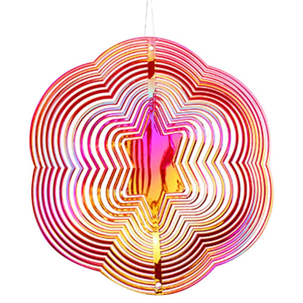 Wind Spinners Colorful Hexagon 3D Bird Repelling Wind Chimes